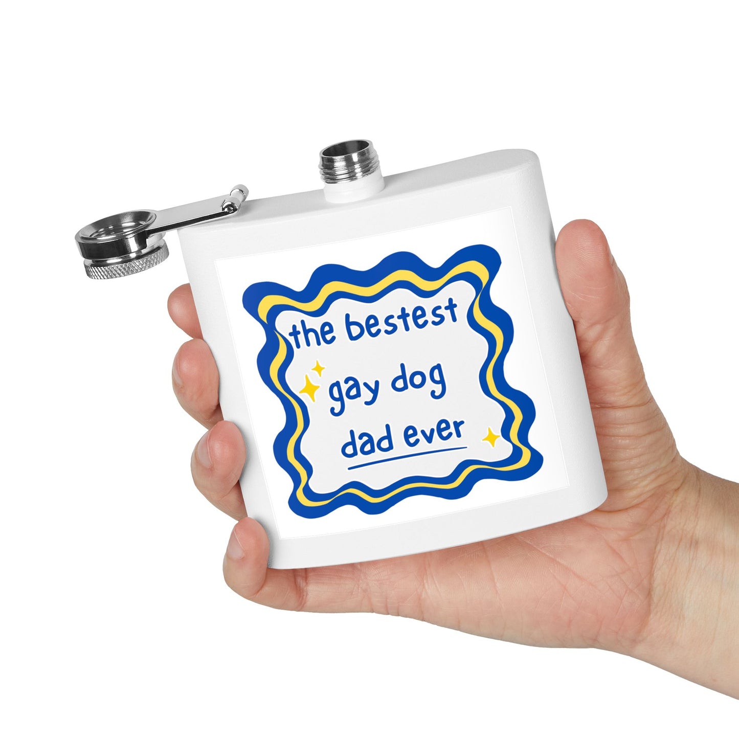 Flask — "The Bestest Gay Dog Dad Ever" Stainless Steel 6oz