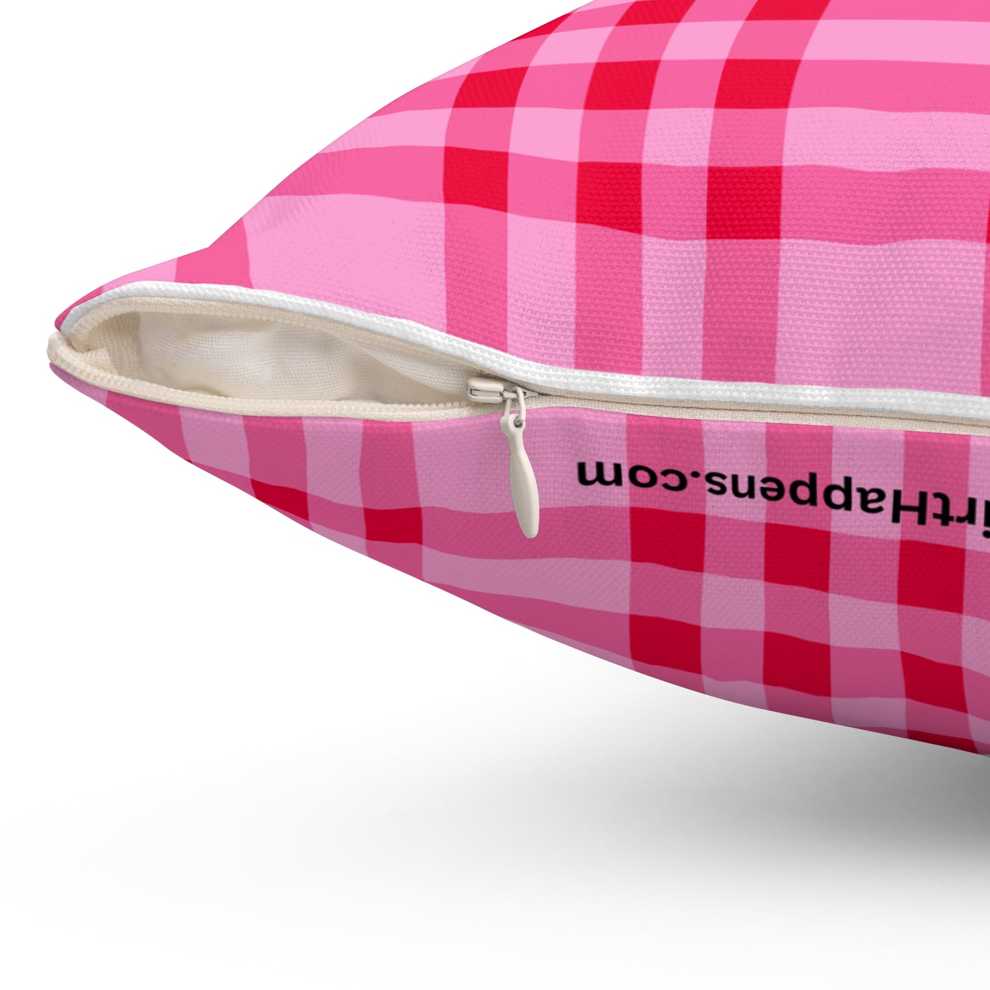 Pink Plaid Pillow — "these some high-end lesbians" decorative square throw pillow
