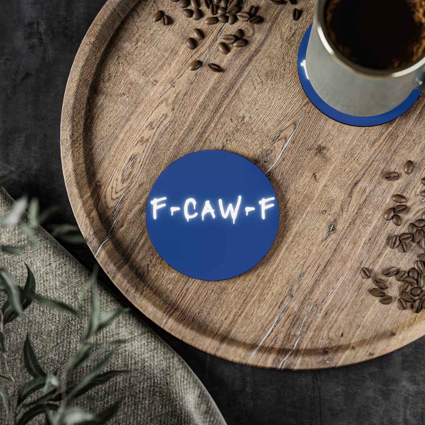 Coaster — "F-CAW-F" SET OF 4 (Blue)