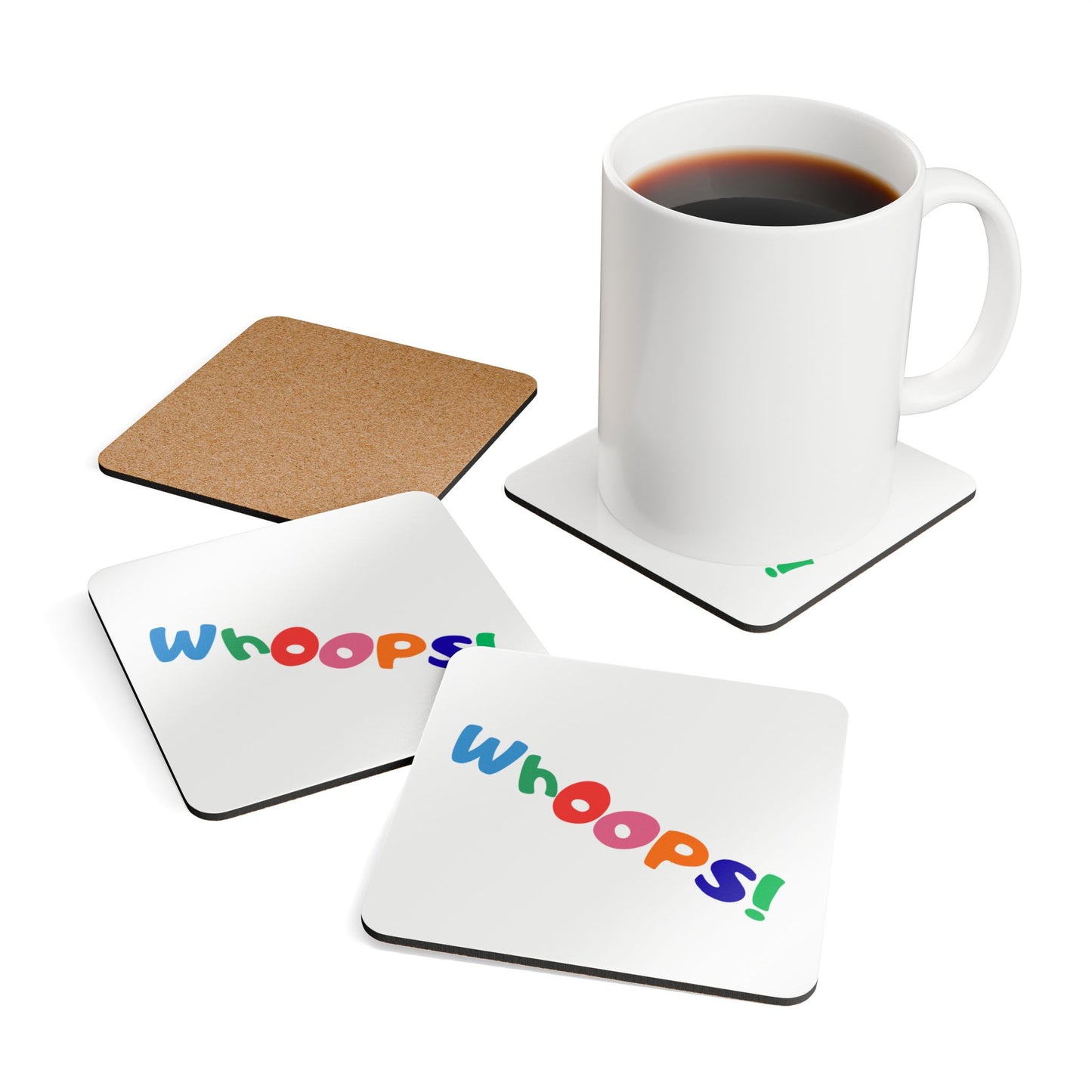 Cork Coaster Set — "Whoops!"