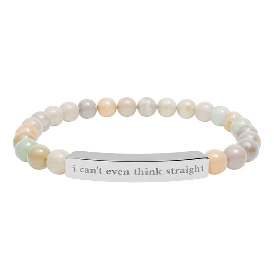 i can't even think straight - unisex Engraved Natural Stone Stretch Bar Bracelet