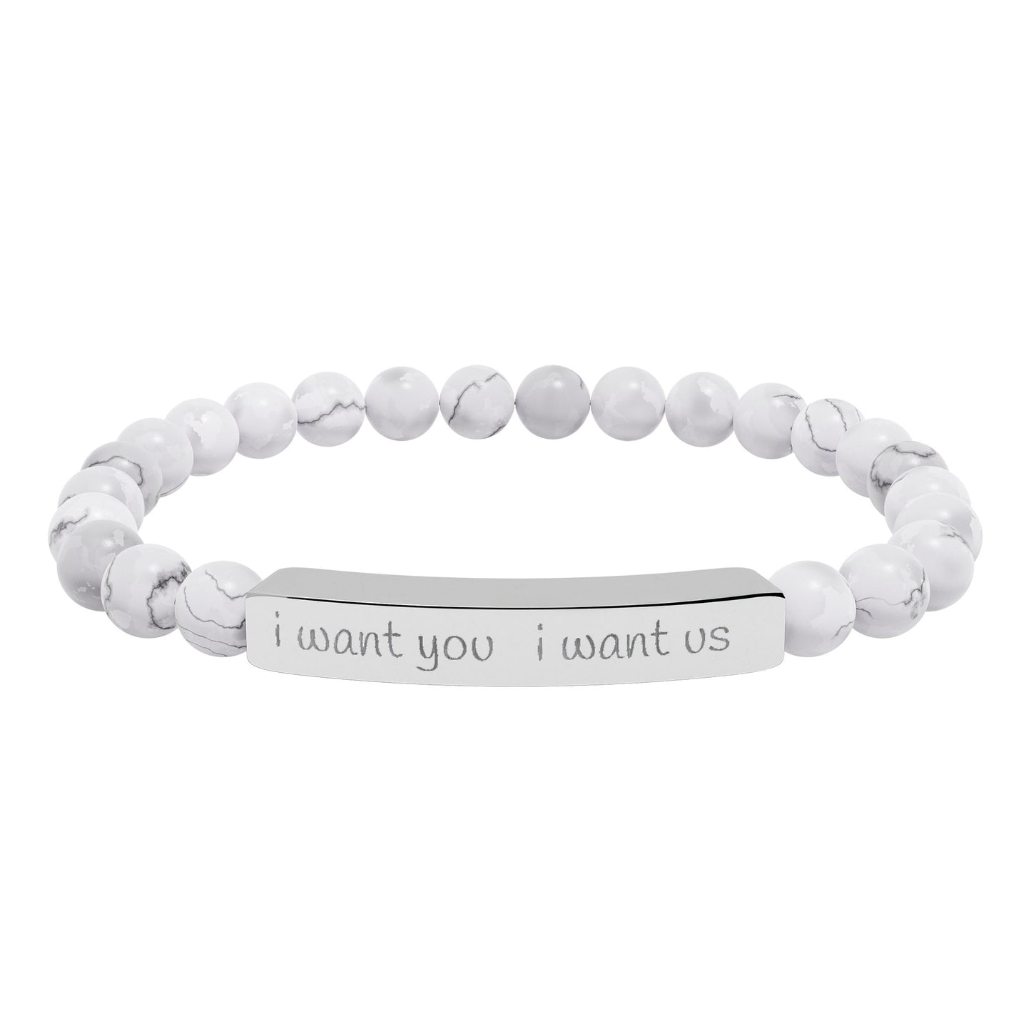 i want you  i want us - Natural Stone Bead Stretch Bracelet