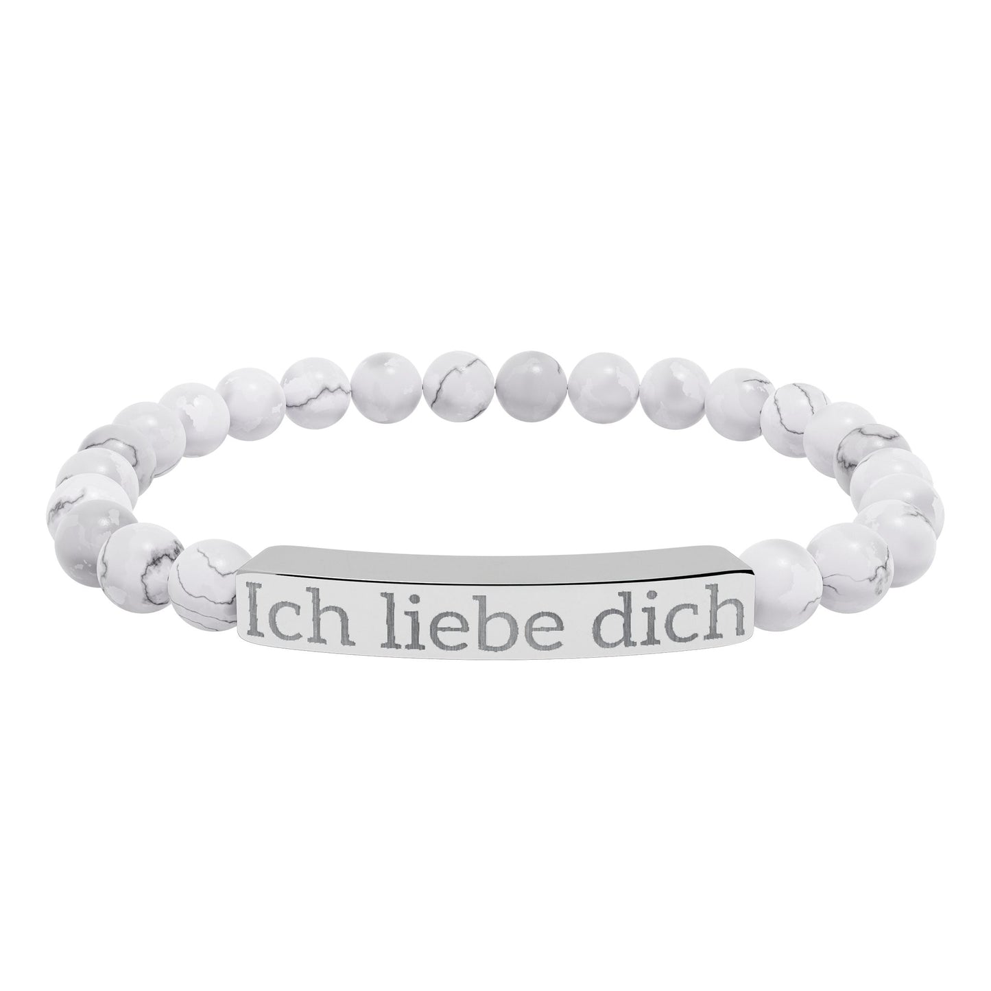 Natural Stone Stretch Bracelet -  'Ich liebe dich'  I love You in German