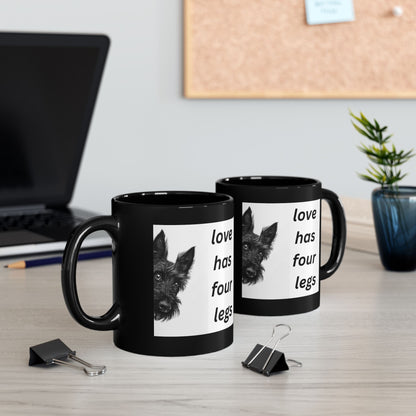 Scottish Terrier Mug — “Love Has Four Legs”