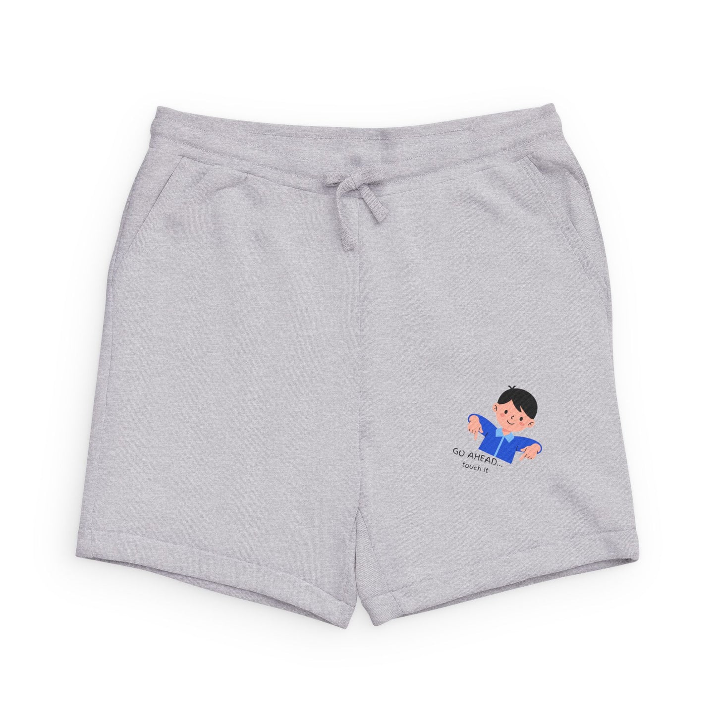 Cozy Grey Sponge-Fleece Shorts  "GO AHEAD..."