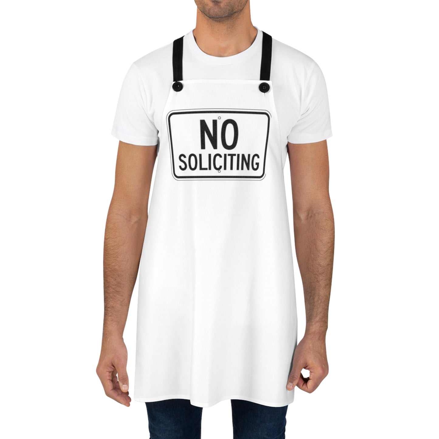 No Soliciting Apron - Funny Kitchen Apron with Bold Sign Graphic