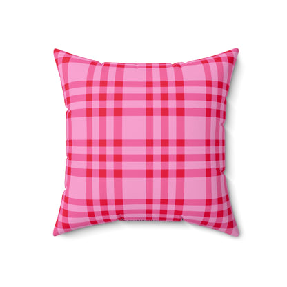 Pink Plaid Pillow — "these some high-end lesbians" decorative square throw pillow
