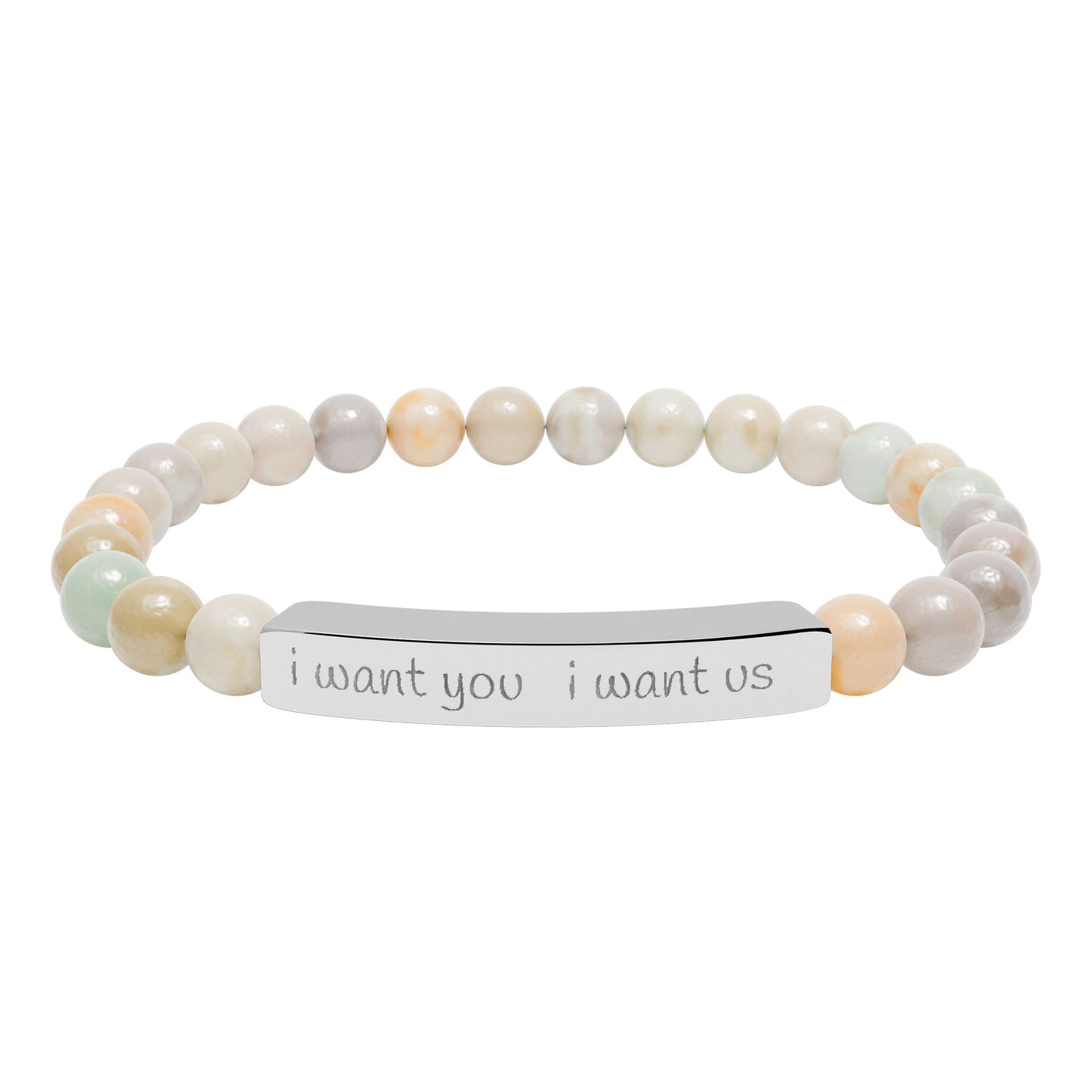 i want you  i want us - Natural Stone Bead Stretch Bracelet