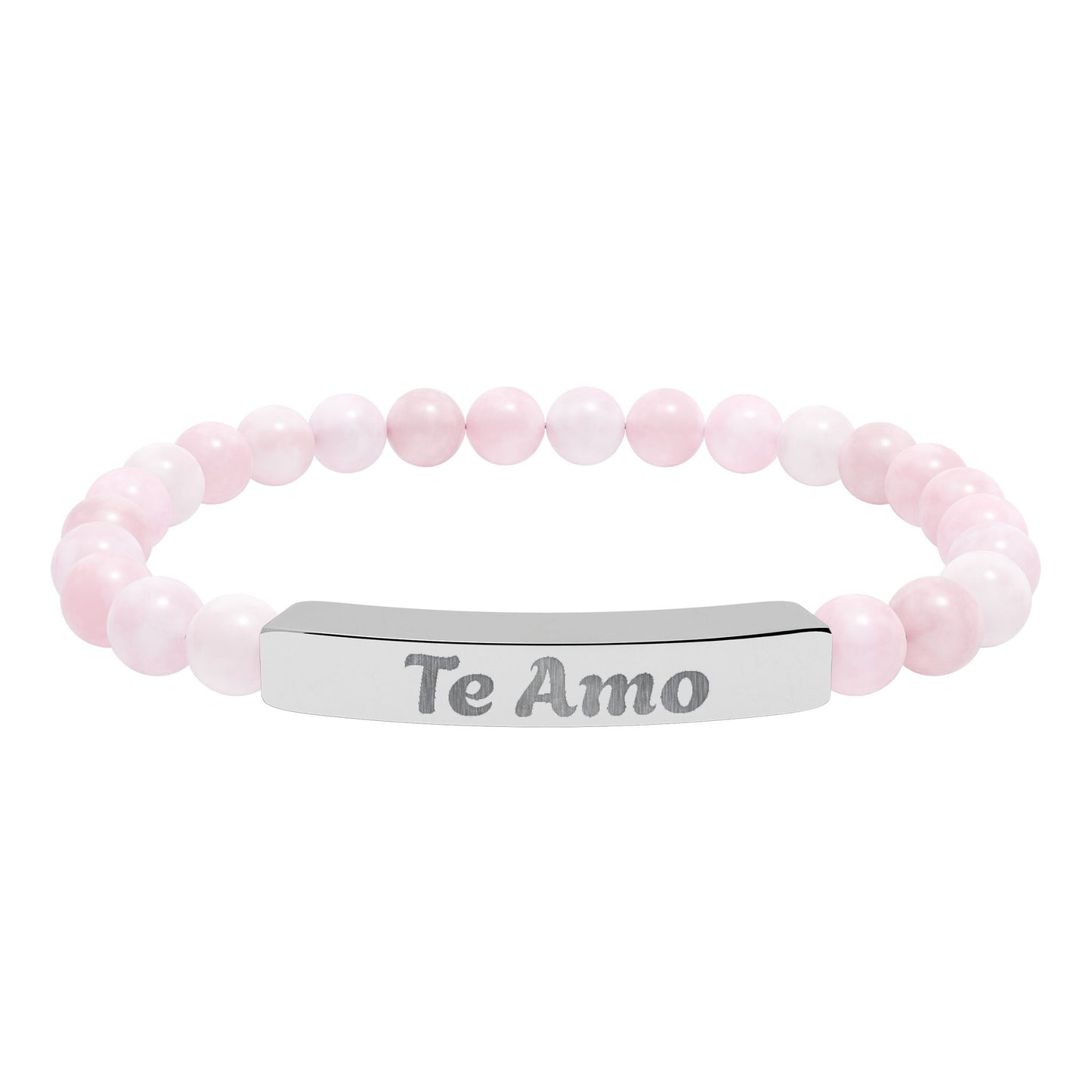 Natural Stone Stretch Bar Bracelet —  'Te Amo'     I love You in Spanish