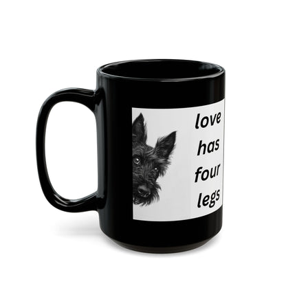 Scottish Terrier Mug — “Love Has Four Legs”