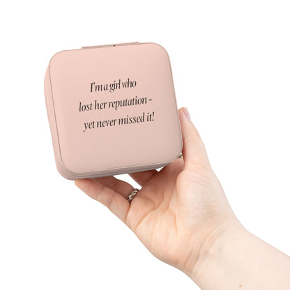 Rose Pink Travel Jewelry Case — "I’m a girl who lost her reputation... "