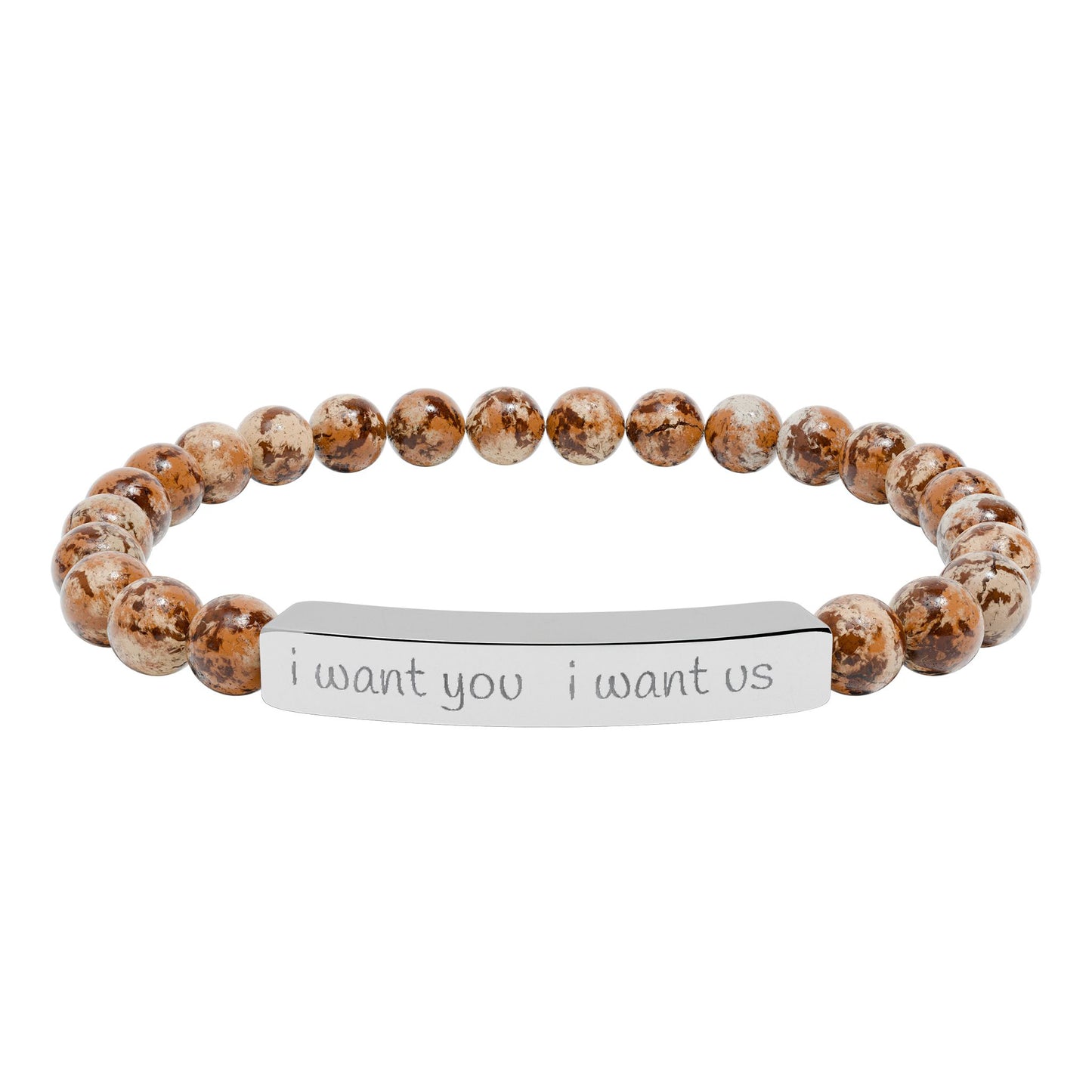 i want you  i want us - Natural Stone Bead Stretch Bracelet