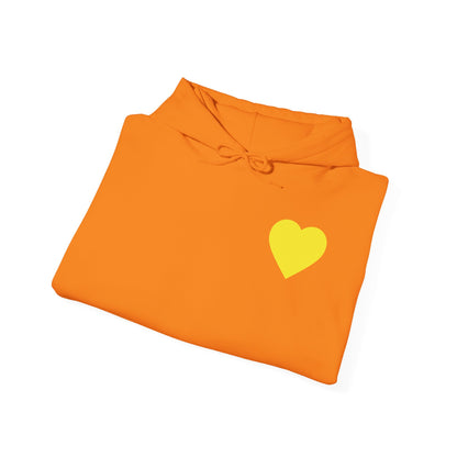 UNISEX HOODIE -  Yellow Heart & 'Human Rights Belong to Everyone' Back & Front Design