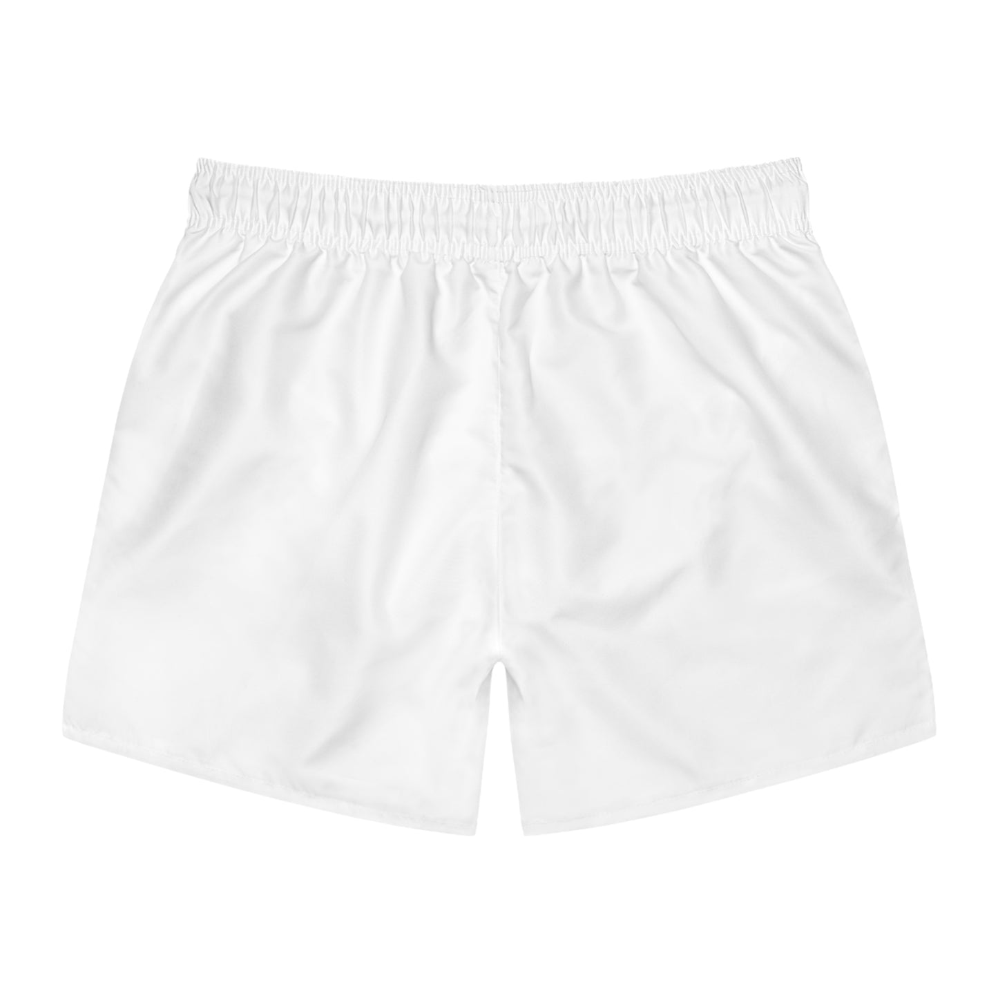 Swim Trunks — White "Soap Dropper" Minimalist Beach Shorts