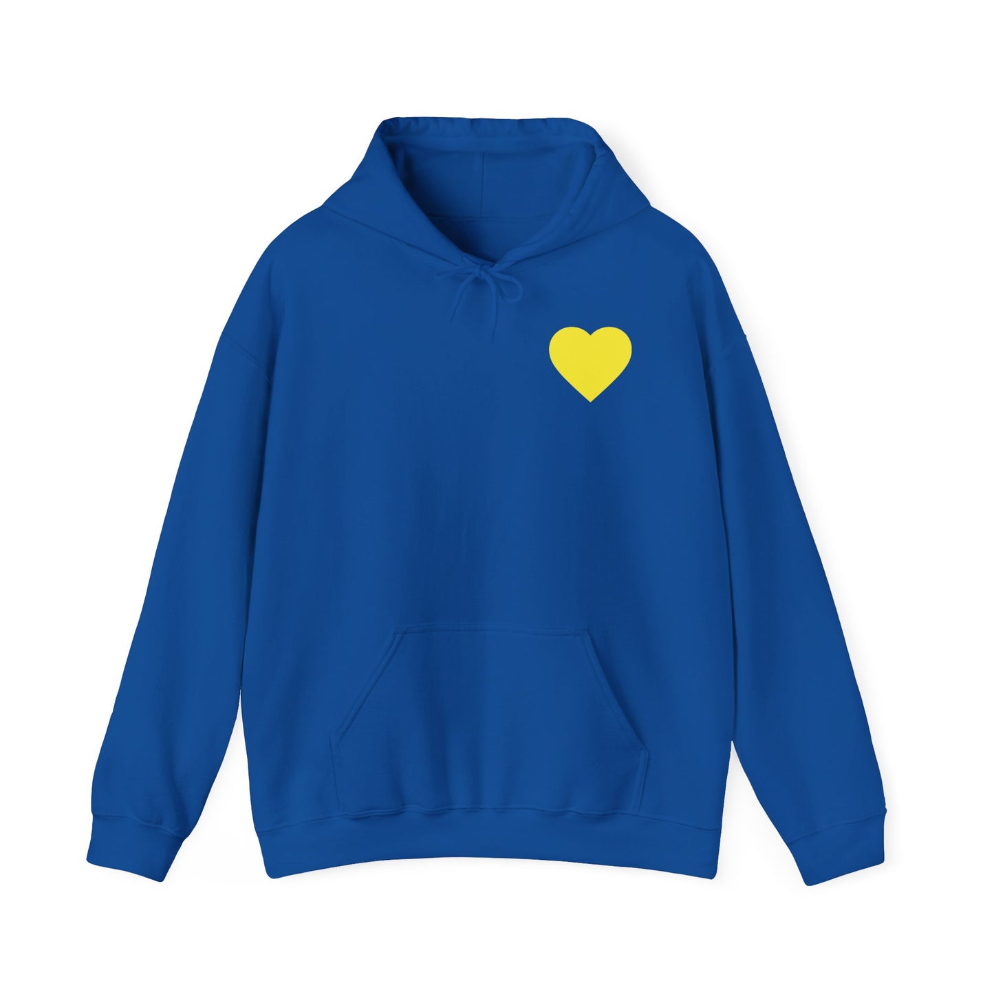 UNISEX HOODIE -  Yellow Heart & 'Human Rights Belong to Everyone' Back & Front Design
