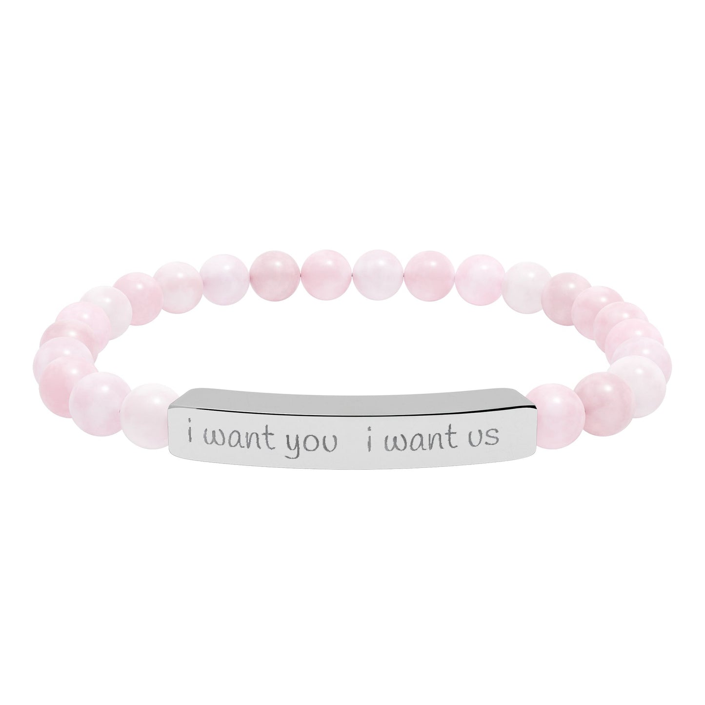 i want you  i want us - Natural Stone Bead Stretch Bracelet