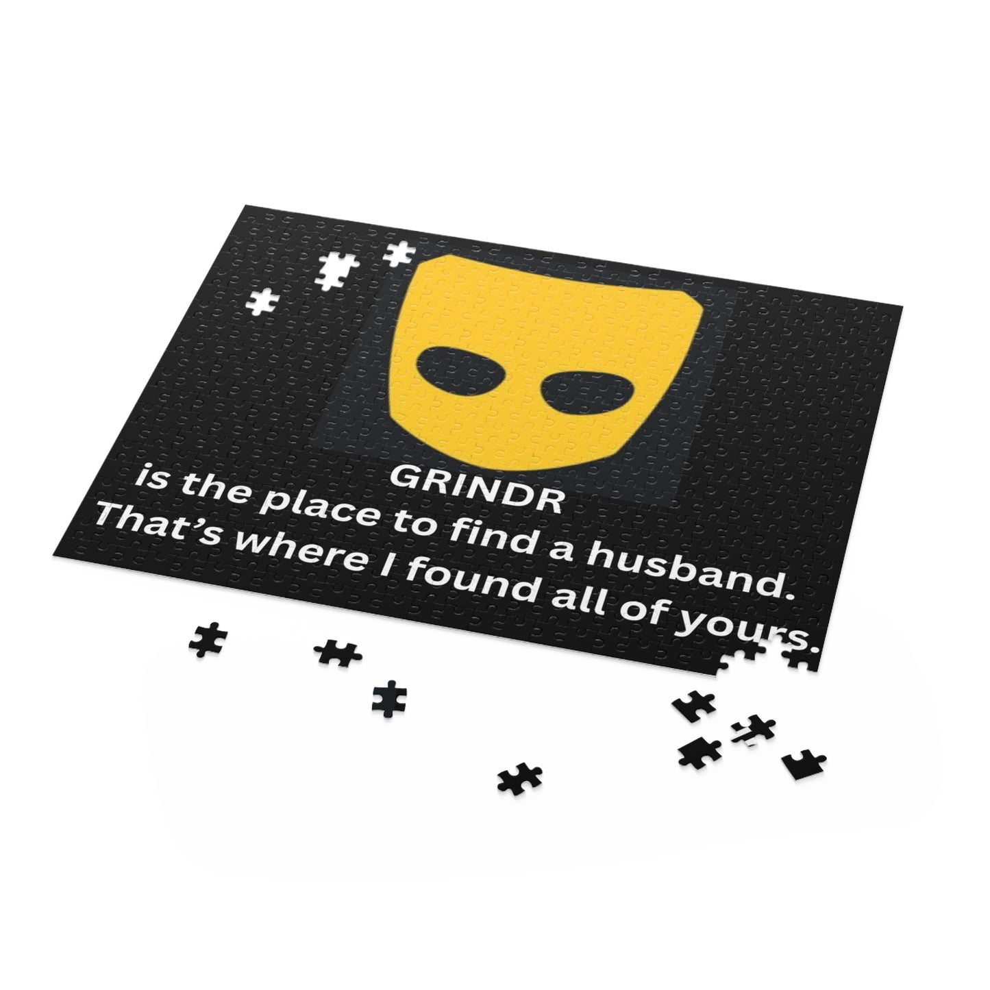Grindr Joke Puzzle — "GRINDR is the place to find a husband... " (120/or/500 pcs)
