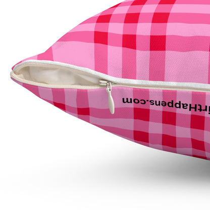 Pink Plaid Pillow — "these some high-end lesbians" decorative square throw pillow