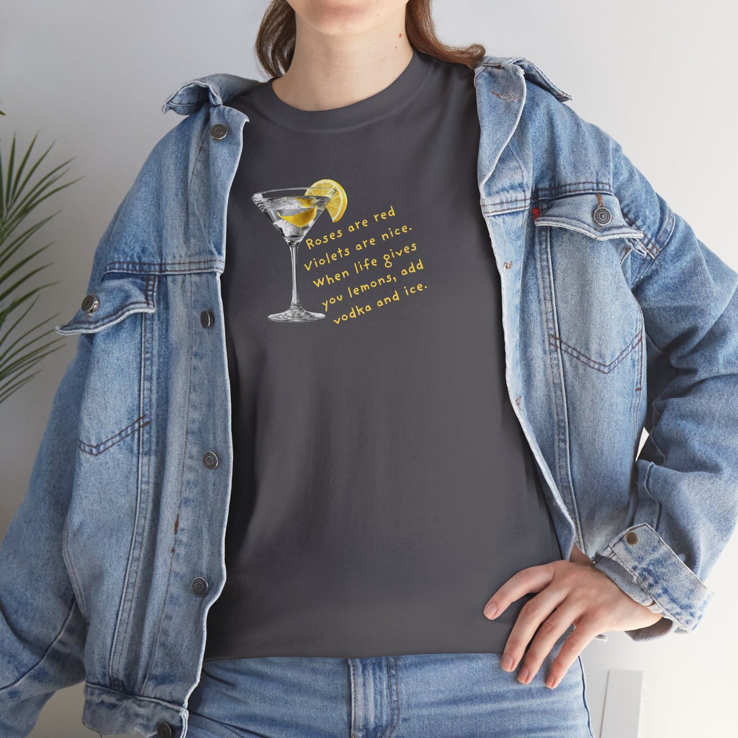 UNISEX Martini Lemon Graphic Tee — 'When life gives you lemons, make a martini'