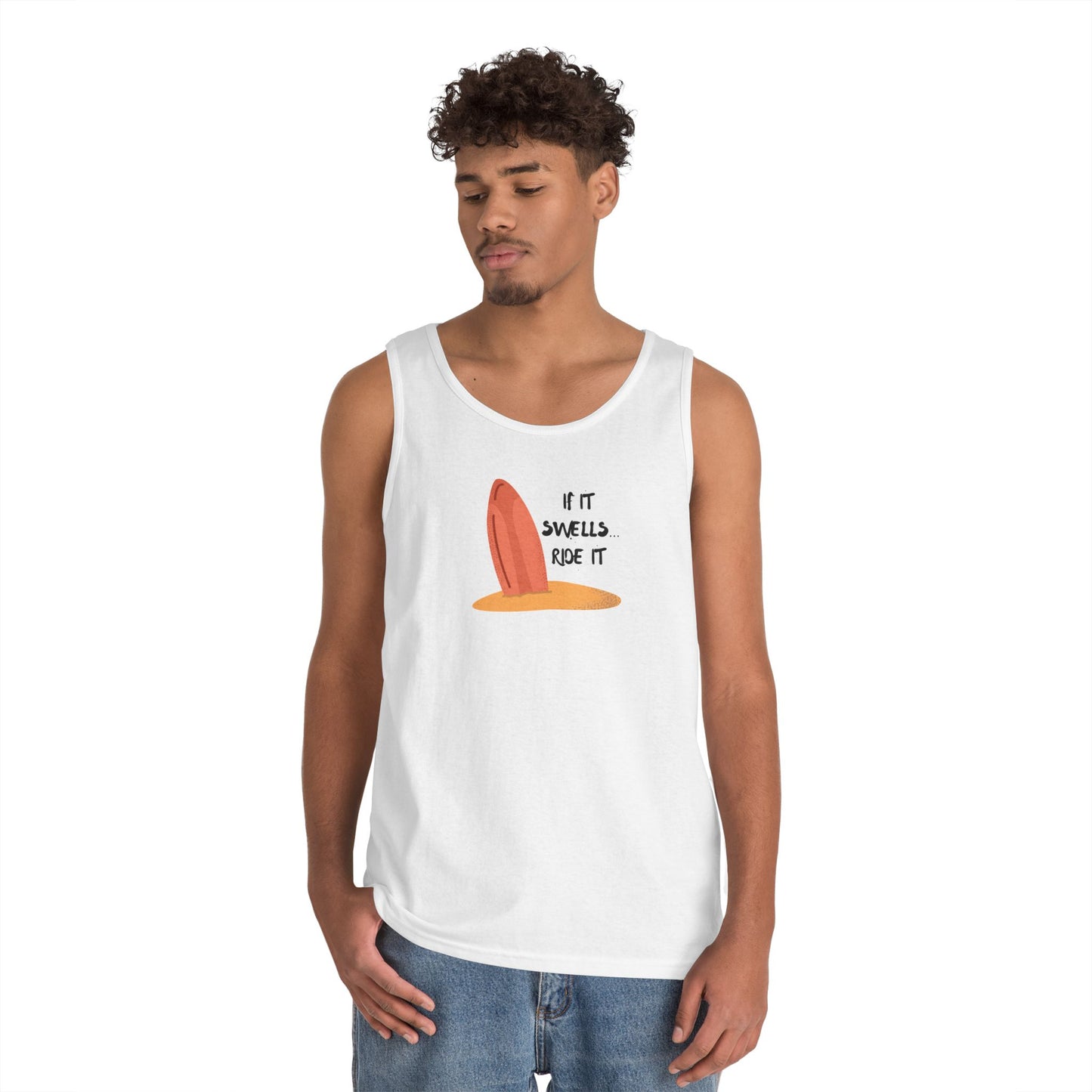 Surfboard Tank Top — "If It Swells Ride It"