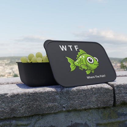 PLA Bento Box — 'WTF Where The Fish?' Lunch Container with Utensils