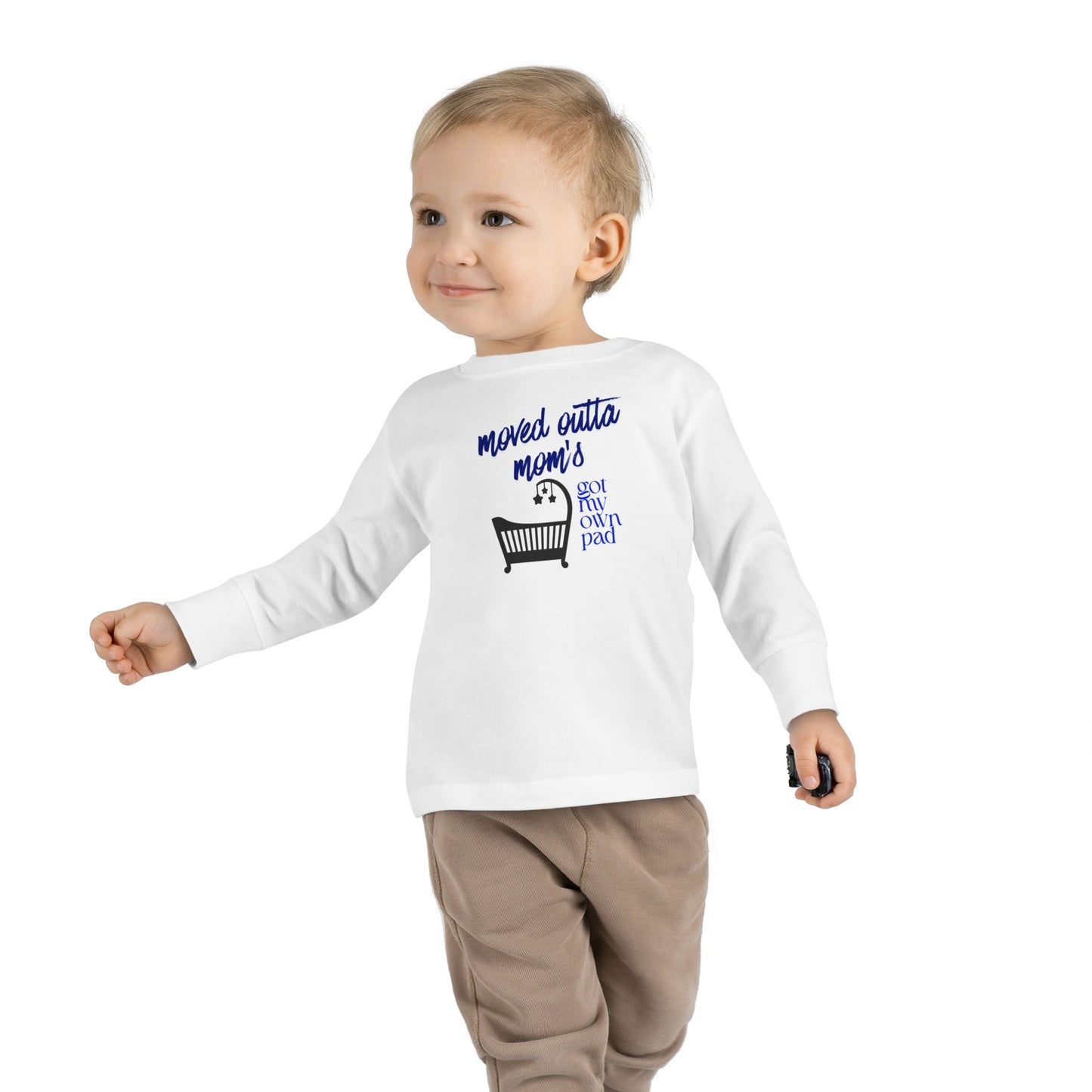 Toddler Long Sleeve Tee — "Moved Outta Mom's..."