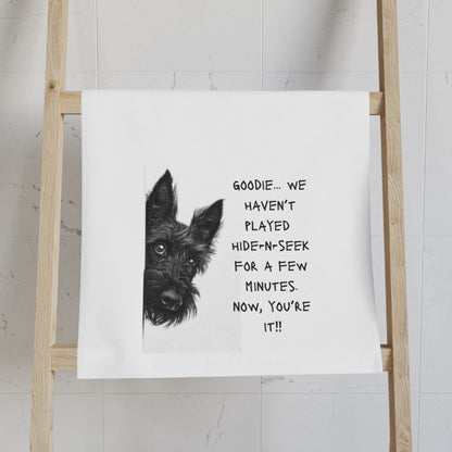 Scottish Terrier Hand Towel — 'Goodie... We Haven't Played Hide-n-Seek... "