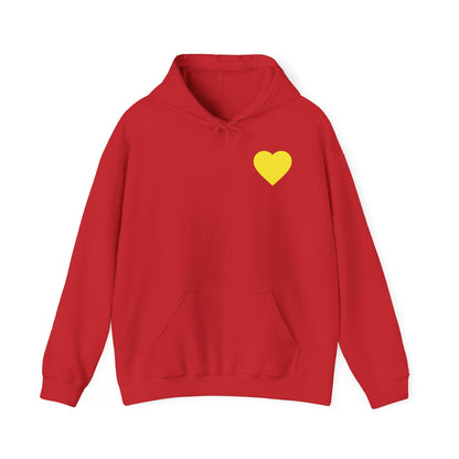 UNISEX HOODIE -  Yellow Heart & 'Human Rights Belong to Everyone' Back & Front Design