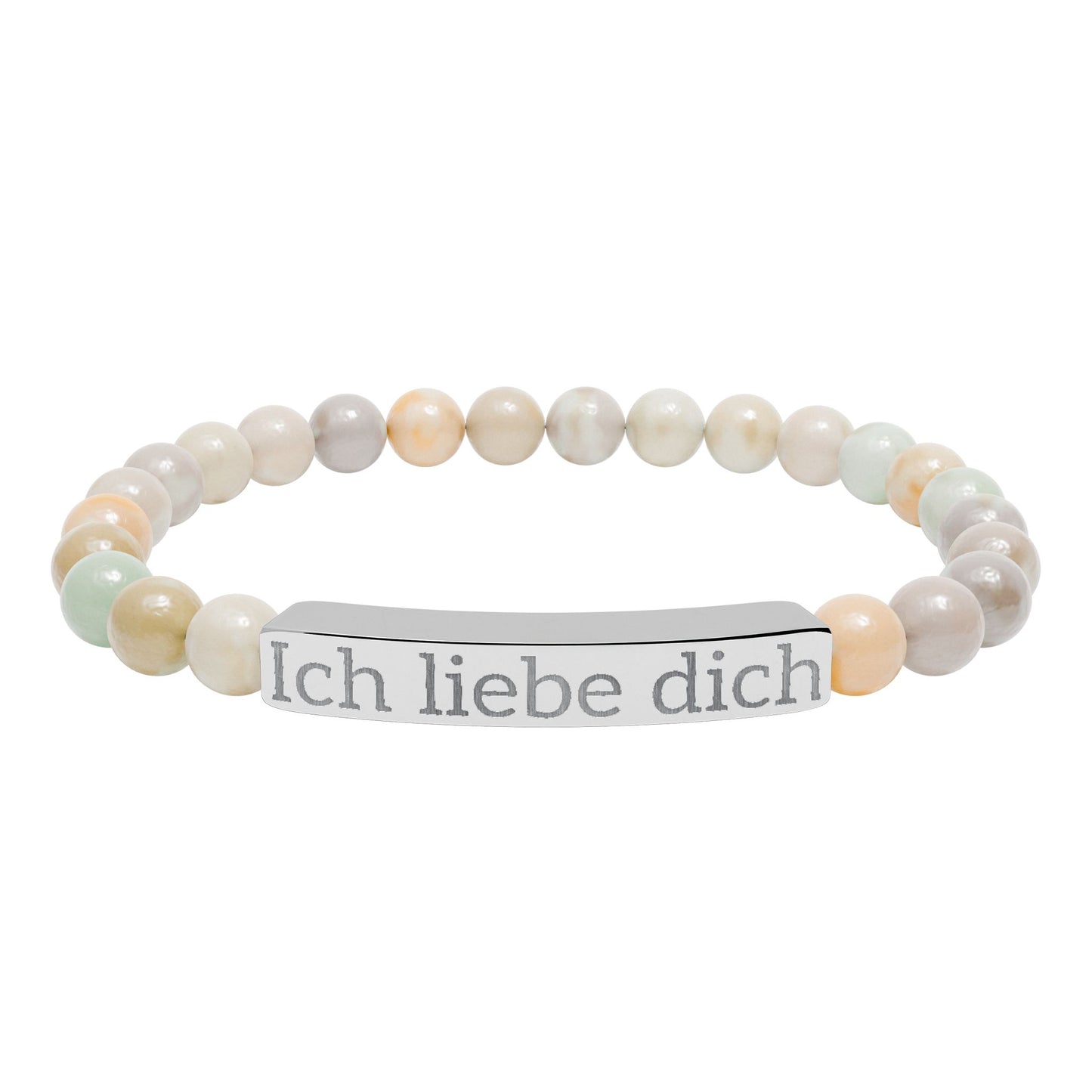 Natural Stone Stretch Bracelet -  'Ich liebe dich'  I love You in German