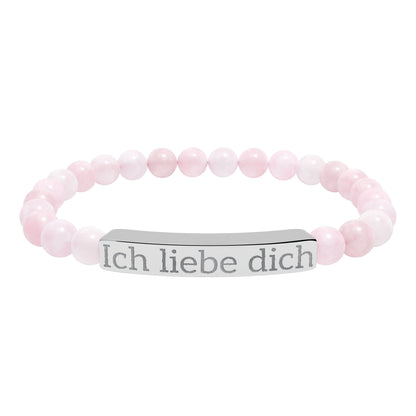Natural Stone Stretch Bracelet -  'Ich liebe dich'  I love You in German