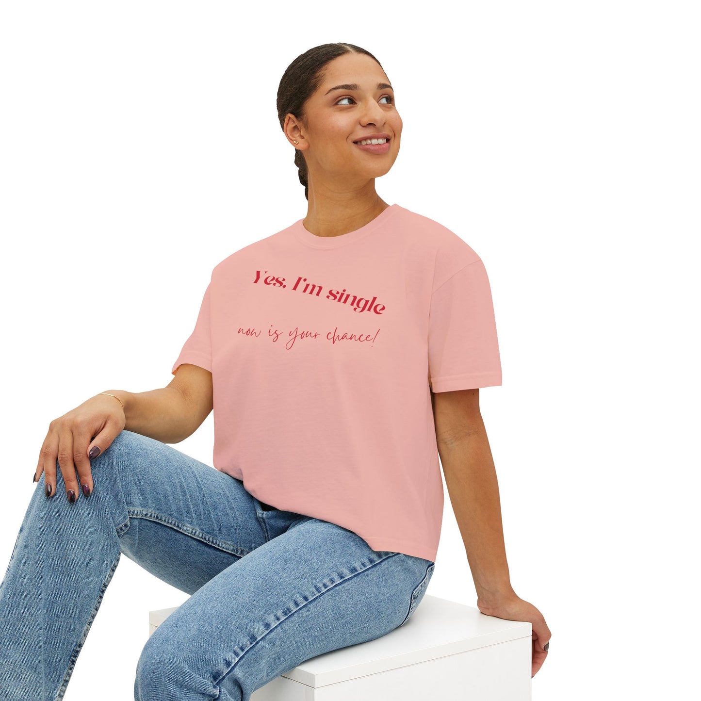 Yes I'm Single Women's Boxy Tee — Flirty Casual Graphic Tee