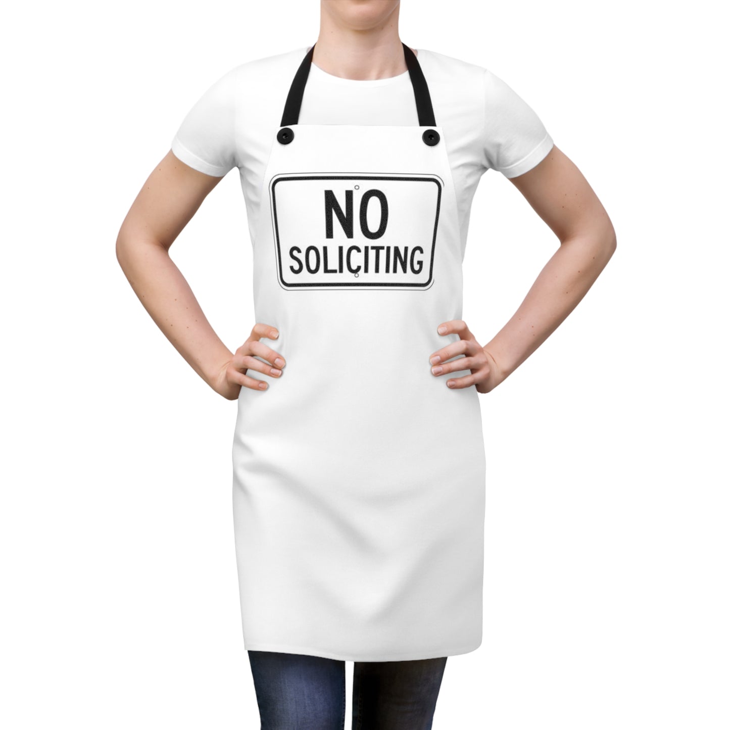 No Soliciting Apron - Funny Kitchen Apron with Bold Sign Graphic