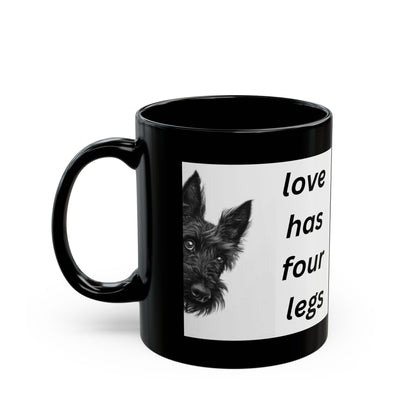 Scottish Terrier Mug — “Love Has Four Legs”