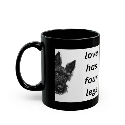 Scottish Terrier Mug — “Love Has Four Legs”