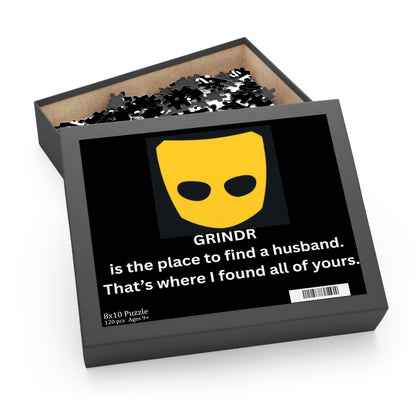Grindr Joke Puzzle — "GRINDR is the place to find a husband... " (120/or/500 pcs)