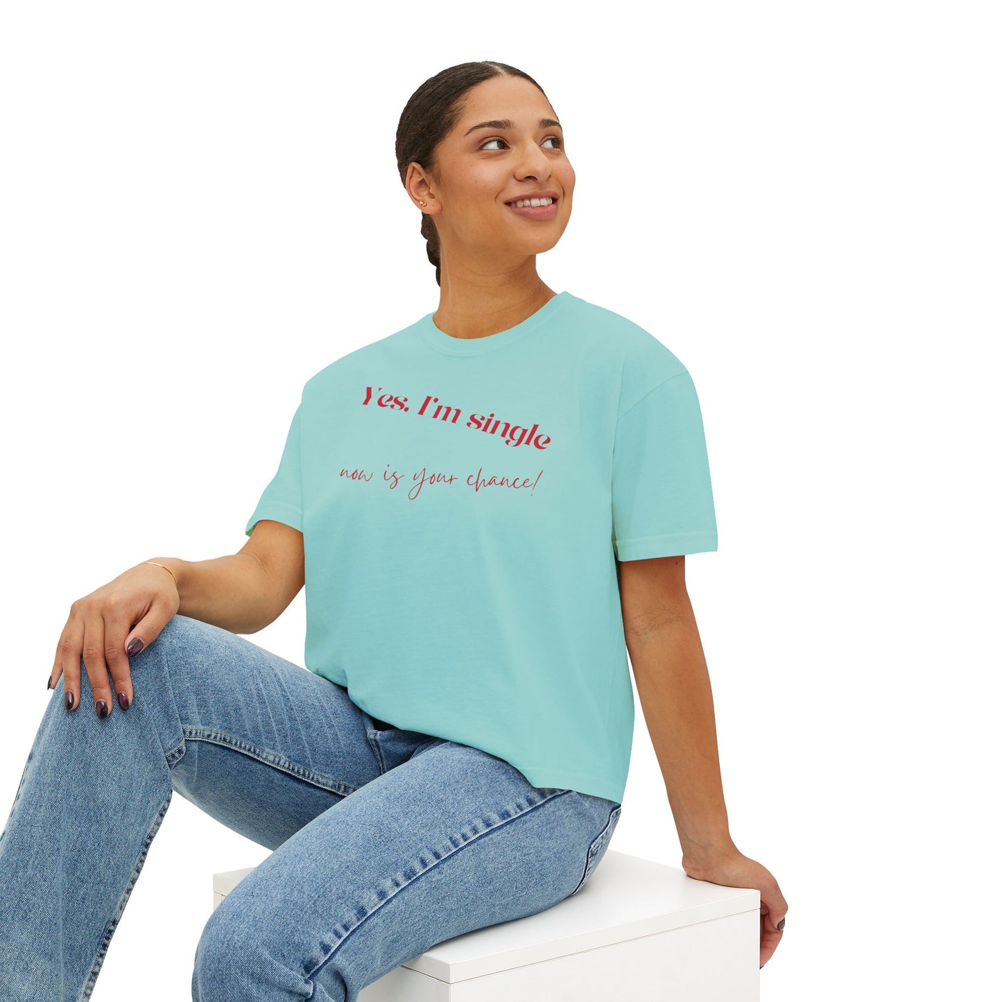 Yes I'm Single Women's Boxy Tee — Flirty Casual Graphic Tee