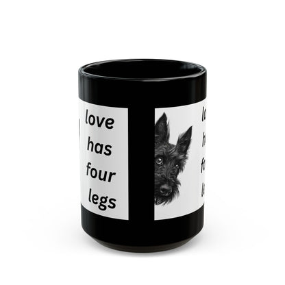 Scottish Terrier Mug — “Love Has Four Legs”