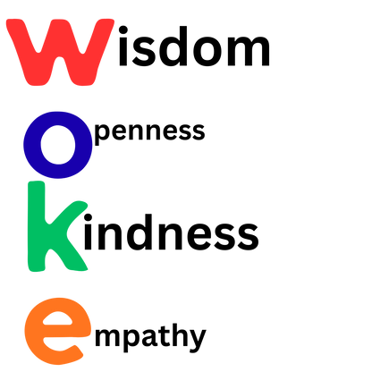 WOKE Long Sleeve Tee — "WISDOM, OPENNESS, KINDNESS, EQUALITY"