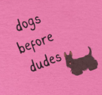 Ladies V-Neck Tee — 'Dogs Before Dudes'