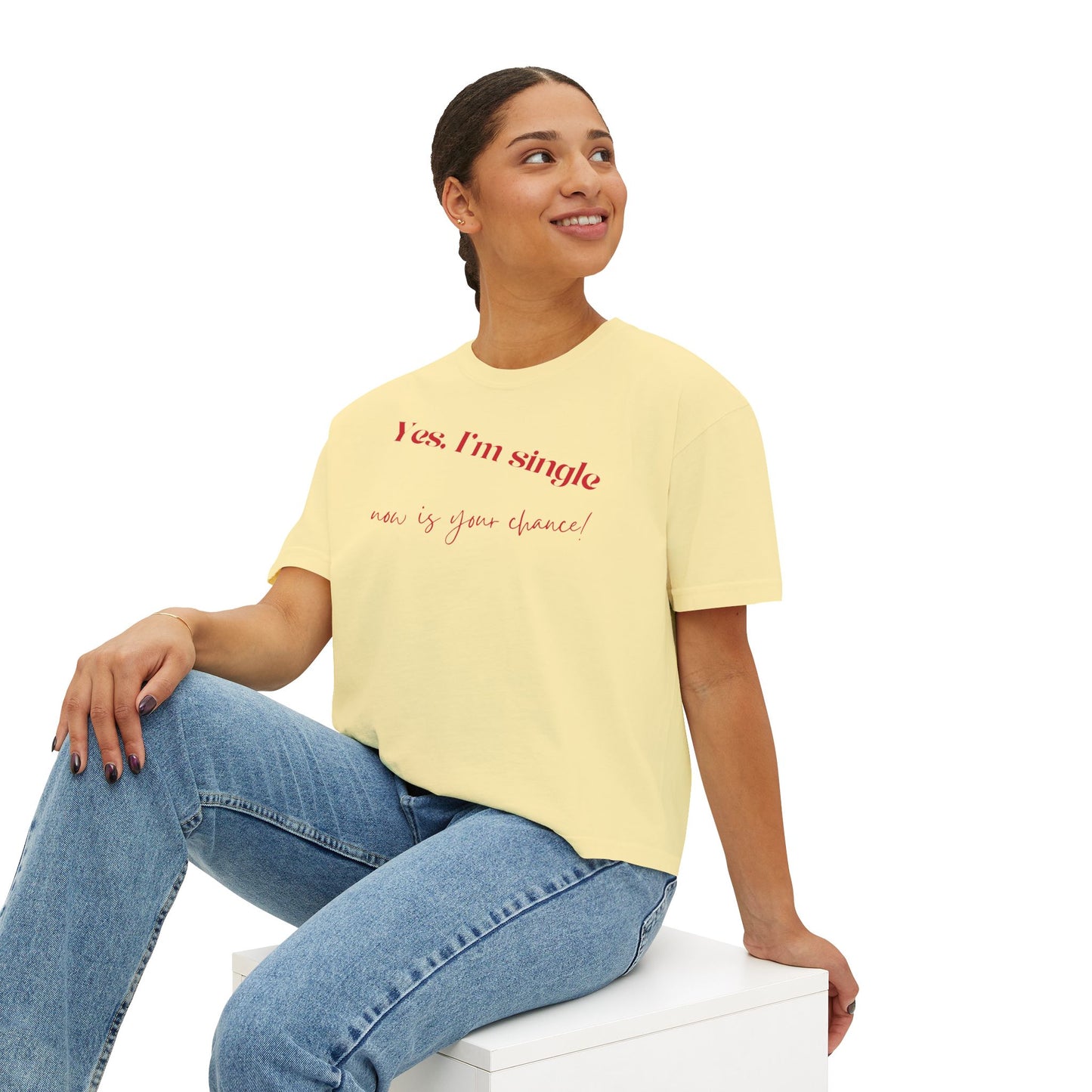 Yes I'm Single Women's Boxy Tee — Flirty Casual Graphic Tee