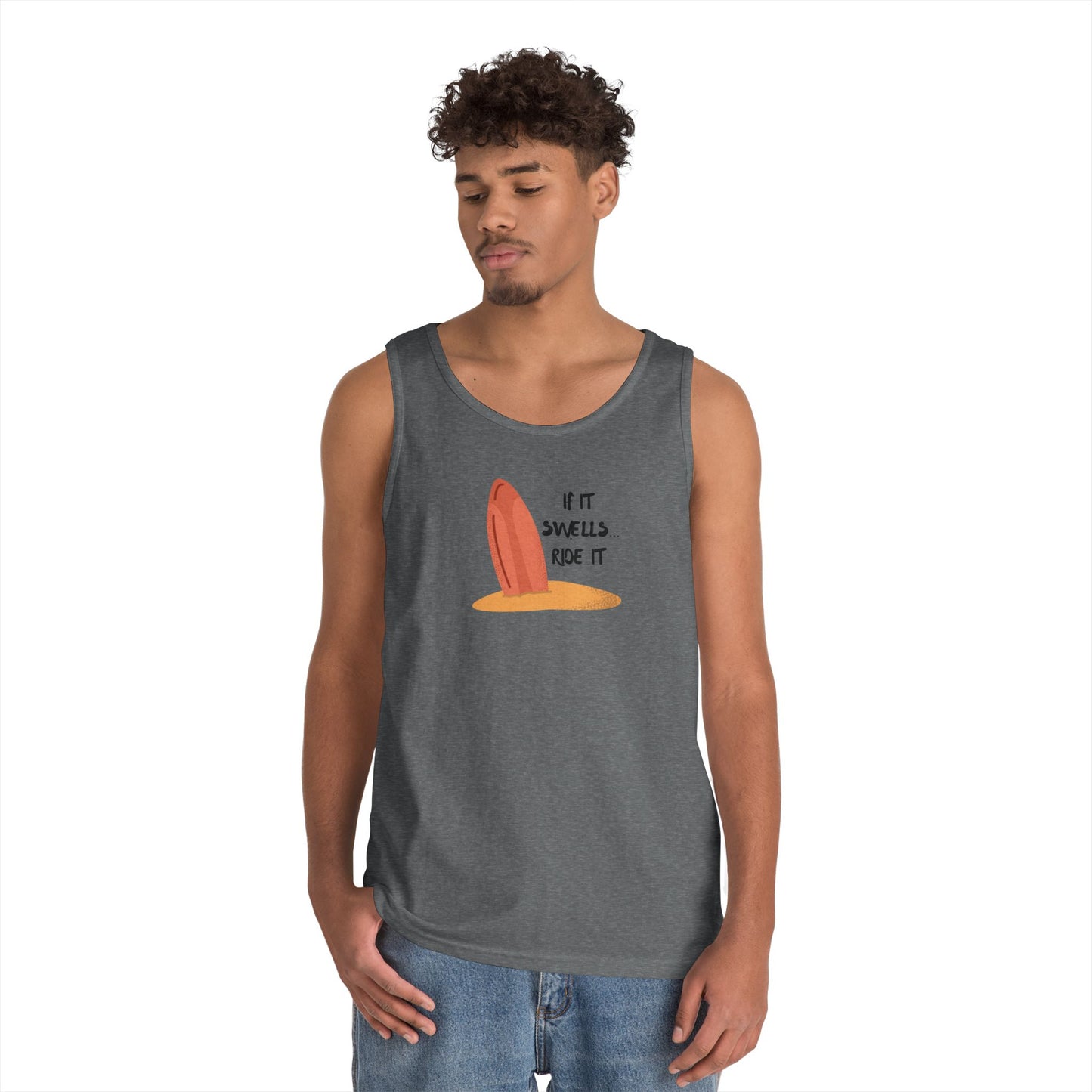 Surfboard Tank Top — "If It Swells Ride It"