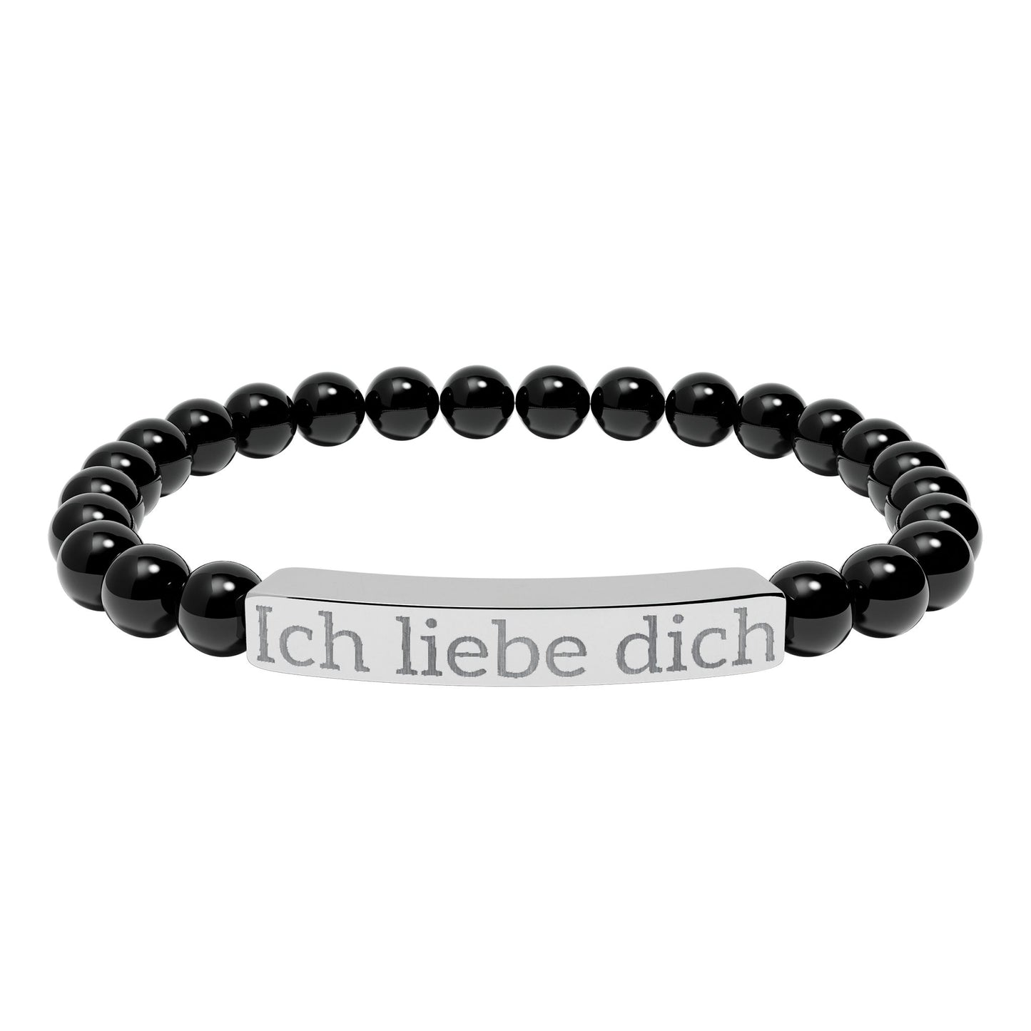 Natural Stone Stretch Bracelet -  'Ich liebe dich'  I love You in German