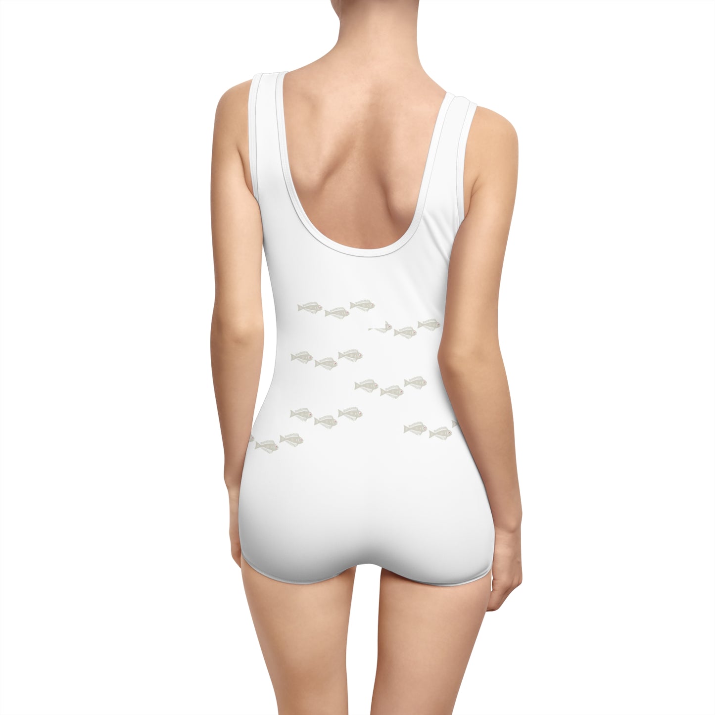 Vintage Women's Swimsuit — Retro Fish Print One-Piece