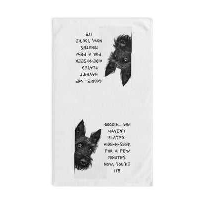Scottish Terrier Hand Towel — 'Goodie... We Haven't Played Hide-n-Seek... "