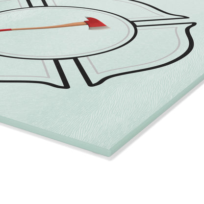 Glass Cutting Board – “I Put Out” Firefighter Axe Design