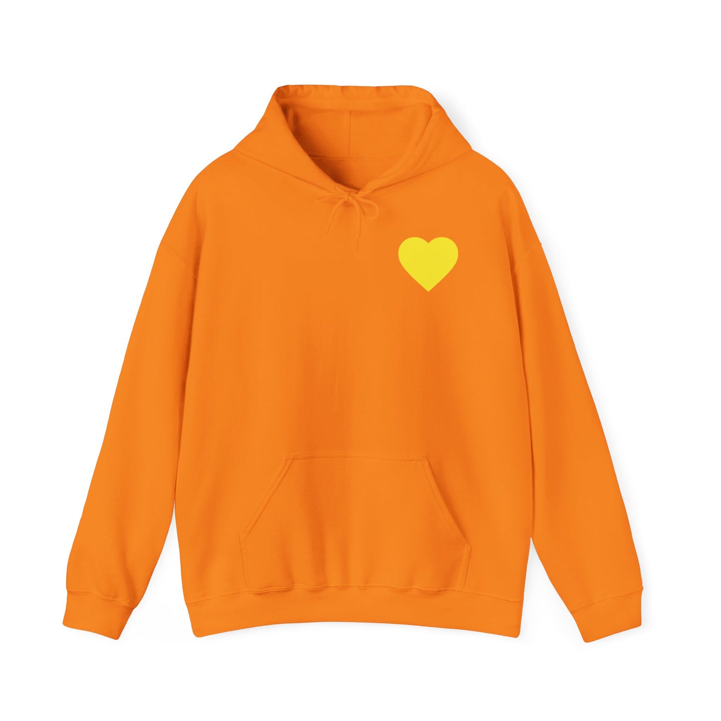 UNISEX HOODIE -  Yellow Heart & 'Human Rights Belong to Everyone' Back & Front Design