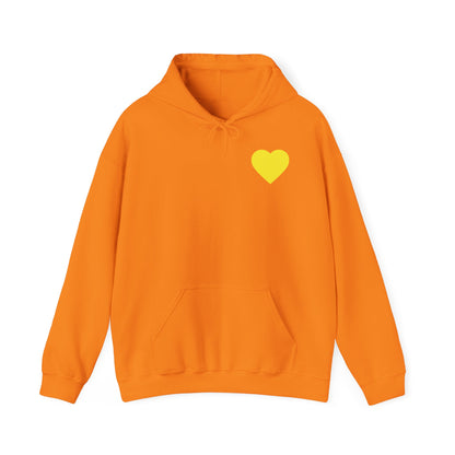 UNISEX HOODIE -  Yellow Heart & 'Human Rights Belong to Everyone' Back & Front Design