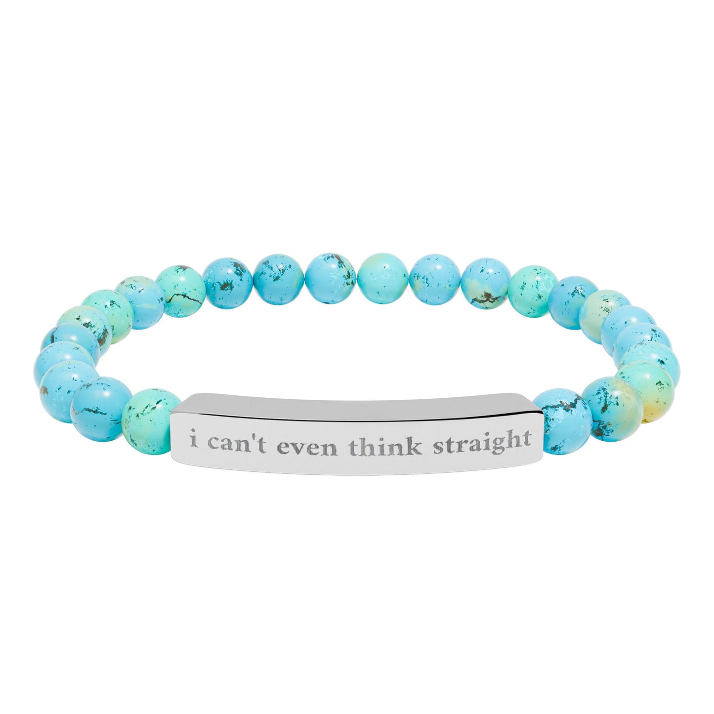 i can't even think straight - unisex Engraved Natural Stone Stretch Bar Bracelet
