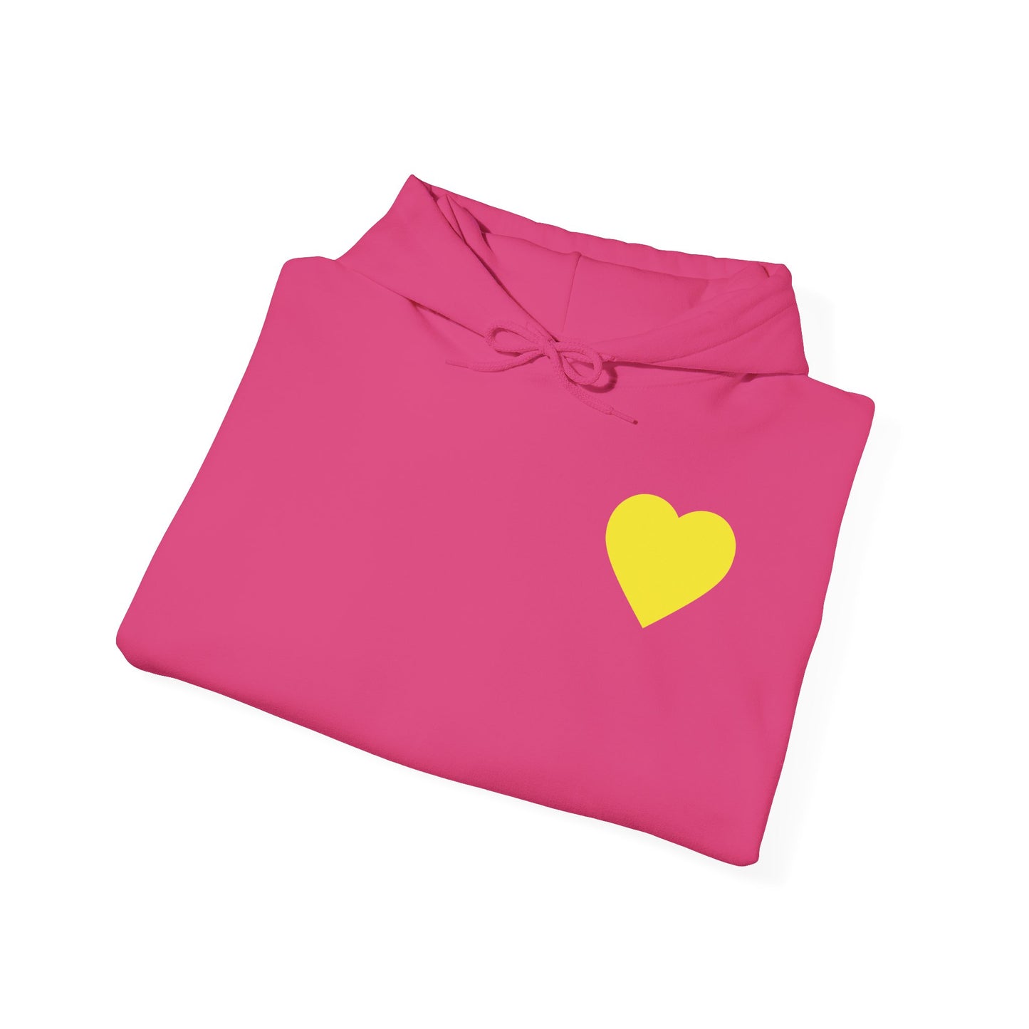 UNISEX HOODIE -  Yellow Heart & 'Human Rights Belong to Everyone' Back & Front Design