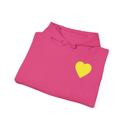UNISEX HOODIE -  Yellow Heart & 'Human Rights Belong to Everyone' Back & Front Design